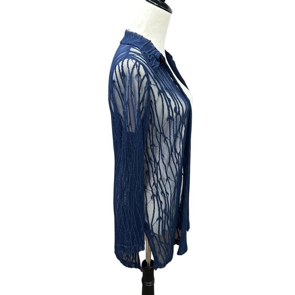 Romantic Glam Sheer Mesh Jacket Picadilly Fashions Navy Dark Feminine Size SP - Picture 3 of 5